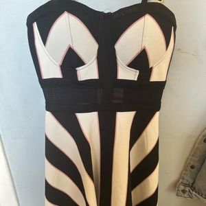 xs skater dress material girl never worn black white pink stripes